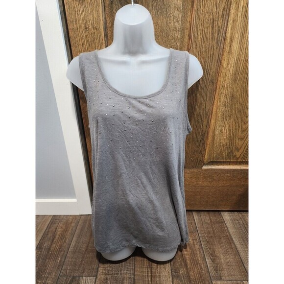 Maurices Tops - Maurices Tank Top Womens XL Grey Lace Back Rhinestones Bling
